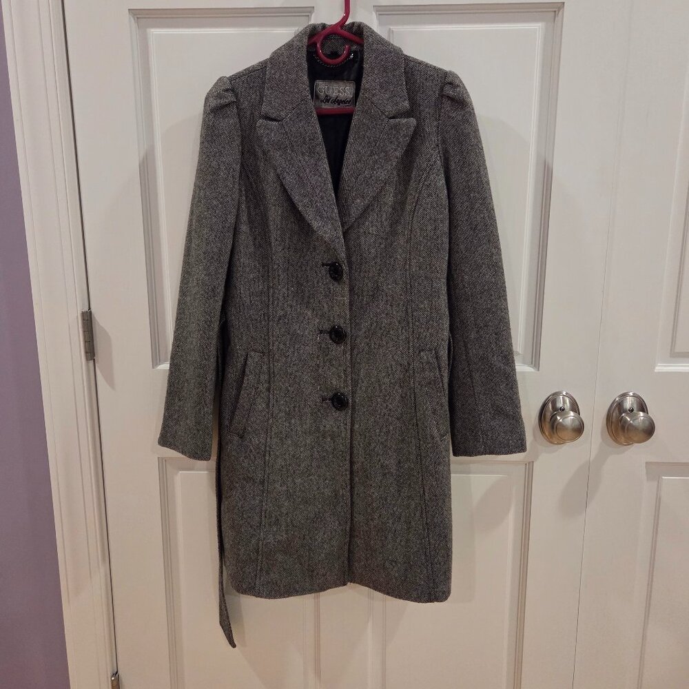 Guess Brand Black and Gray Tweed Pea Coat